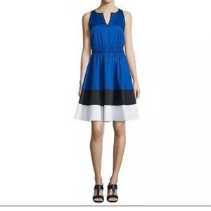 Kate Spade Cobalt Blue Colorblock Dress Sleeveless Fit Flare Size 4